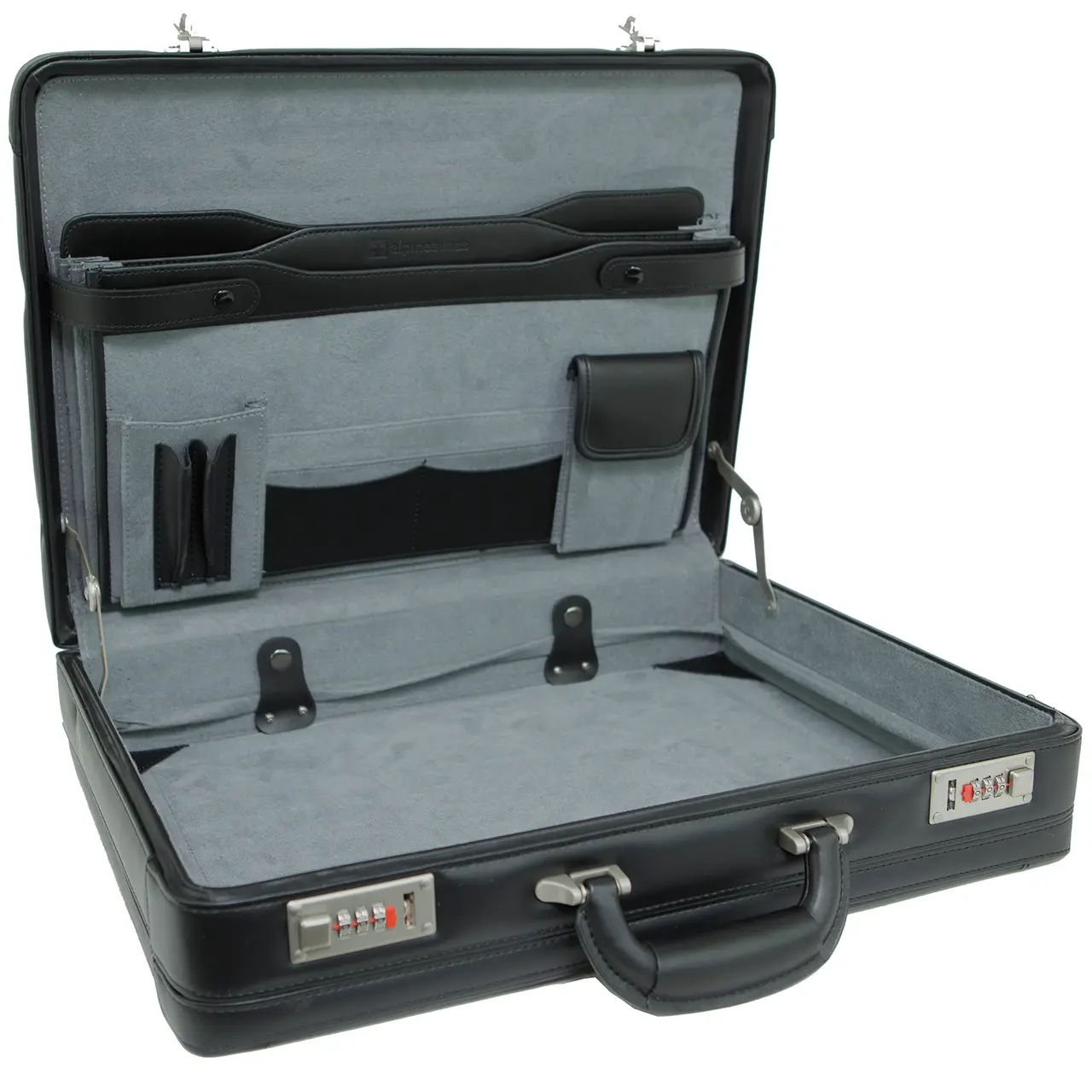 Alpine Swiss Mens Expandable Leather Attache Briefcase Dual Combination Locks Alpine Swiss Mens Expandable Leather Attache Briefcase Dual Combination Locks