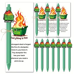 30 Pcs/15 Sets Trash Can Flame Pen Set, Funny Ballpoint Pens & Bookmarks, Thanksgiving & Christmas Gifts, Pens for Teachers & Students, Employee & Office Bulk Gifts, Team Motivation, Student Presents, Fun Accessories, Novelty Stationery