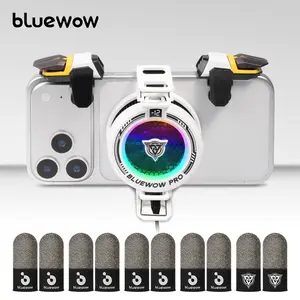 BlueWow AI X109 White AI Cooler 3-Speed Turbo Cooling RGB Magnetic Clip-on Gaming Finger Sleeve Rechargeable Shirt Fan for PUBG Mobile CODM Freefire Deltaforce