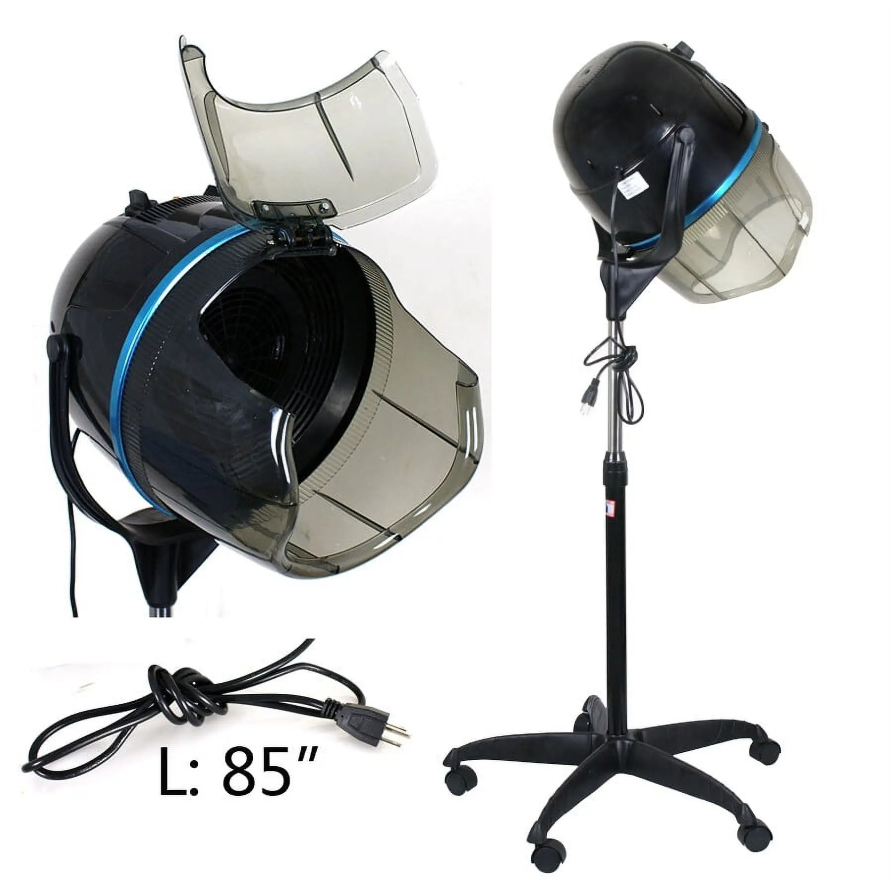 Zeny 1300W Powerful Hooded Hair Dryer, Adjustable Standing Dryer with Acrylic Hood, Timer & Stainless Steel Element for Home & Salon Hair Care, Adjustable Hooded Dryer