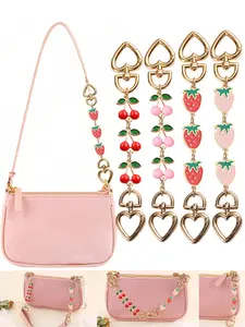 Cherry Bag Extender Chain Purse Extender Bag Keychain Pendant Cherry Bag Purse Strap Extenders Accessories Purse Bag Chains Charms, Fashion Bag Charms Decoration for Handbag Crossbag Shoulder Underarm Bag Gold Heart Buckle Bag Purse Strap Extension
