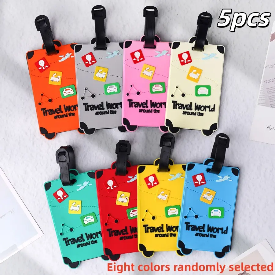 5pcs Summer Travel Soft Gel Luggage Tags, Cute Silicone World Map Boarding Pass, Prevents Lost Luggage, Easy to Identify, Ideal Travel Gift, Versatile Travel Accessory, Traveling Essentials, Travel Essentials