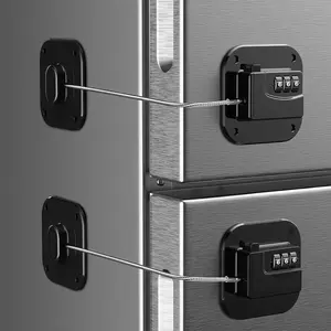 LMMAKE 3-Digit Combination Keyed Padlock with ABS Housing - Heavy-Duty Safety Lock, Anti-Pinch Protection for Fridges, Cabinets, Trash Cans, Toilet Seats (2-Pack, Black)