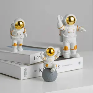 3-Piece Astronaut Figurine Set, Creative Decorative Ornaments for Living Room Bedroom Home Office Desk, No Precious Metal Plating