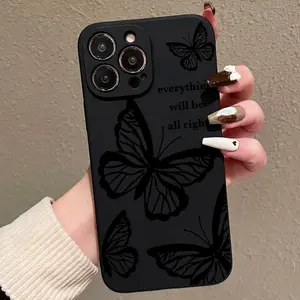 Butterfly Letter Pattern Matte Phone Case Accessories, Premium Texture Simple Design, Fits iPhone 17/7promax/16promax/16/15/14/13/12/11/XS/XR/x/8/7/plus/pro Max, Smartphone, Cellphone, Cover, Decorative Smartphone Protector, Casing