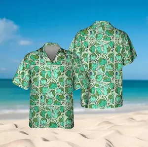 Bulbasaur Pikachu Summer Vacation Hawaiian Shirt, Anime Button-Up Beach Shirt, Cute Tropical Vacation Outfit, Matching Summer Look, Festival and Beachwear Gift