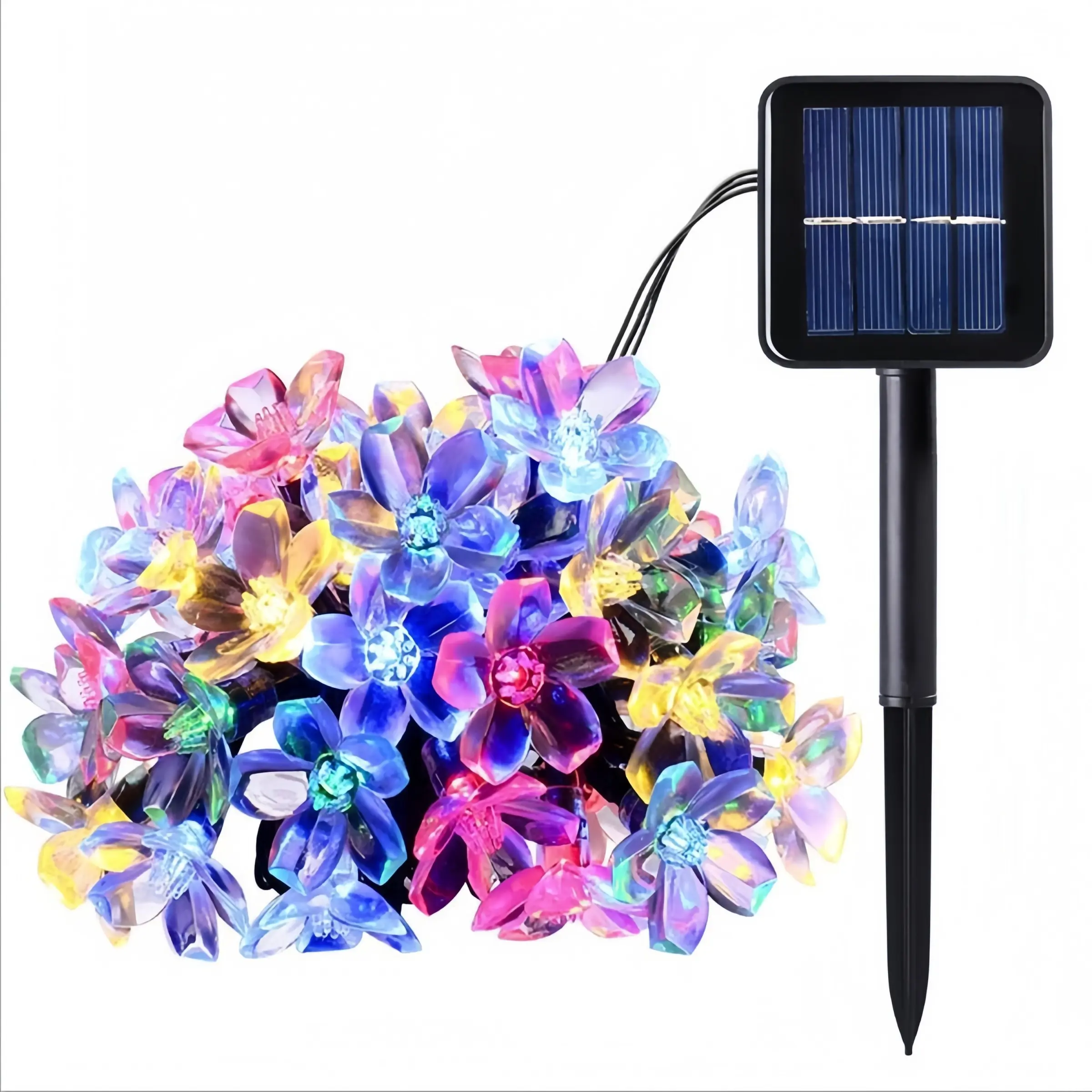 1PC, Solar Flower String Lights 7m/50led, Outdoor Solar Fairy Lamp, Outdoor Hanging Lights, Outdoor Lighting, Garden Glow Light, Waterproof Ip44, 8 Modes, Garden & Courtyard Decor