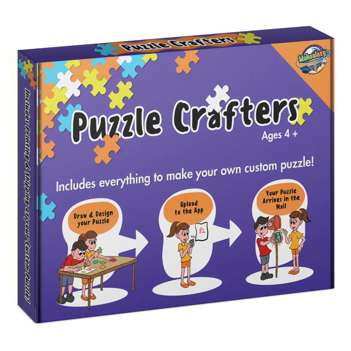 PuzzleCrafters Custom Puzzle Kit for Kids - Create Your Own Personalized Custom Puzzles from Photo's or Hand-Drawn Art - Great Gift for Creative Kids - Choose 30, 100, 250, 500, or 1000 Jigsaw Pieces