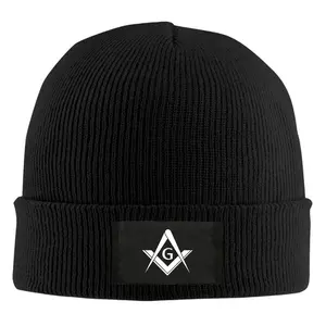 Freemason Logo Square and Compass Beanies Cap, Adult Knit Cap Winter Warm Hat Black outdoor sun cheap hat baseball hat beenie