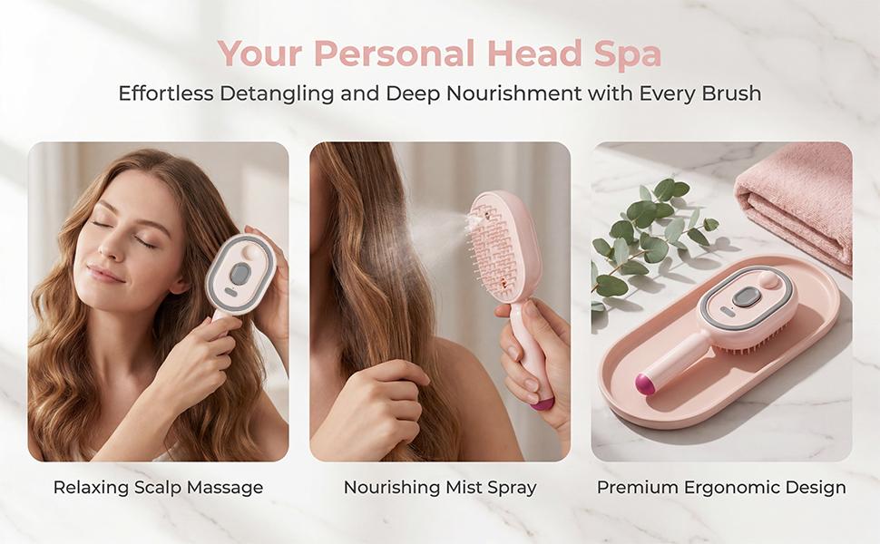 2026 New Electric Steam Brush, Electric Steam Brushs for Hair, Rechargeable Steam Hair Straightener, Detangling Steams Brush, Reduce Frizz, Nourishes Hairs, Anti-Static