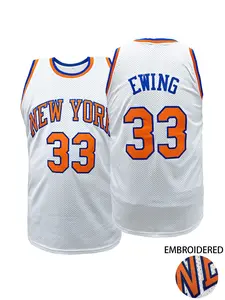Men's Classic 90s New York #33 Vintage Embroidery Basketball Jersey | Embroidered Mesh Retro Jersey