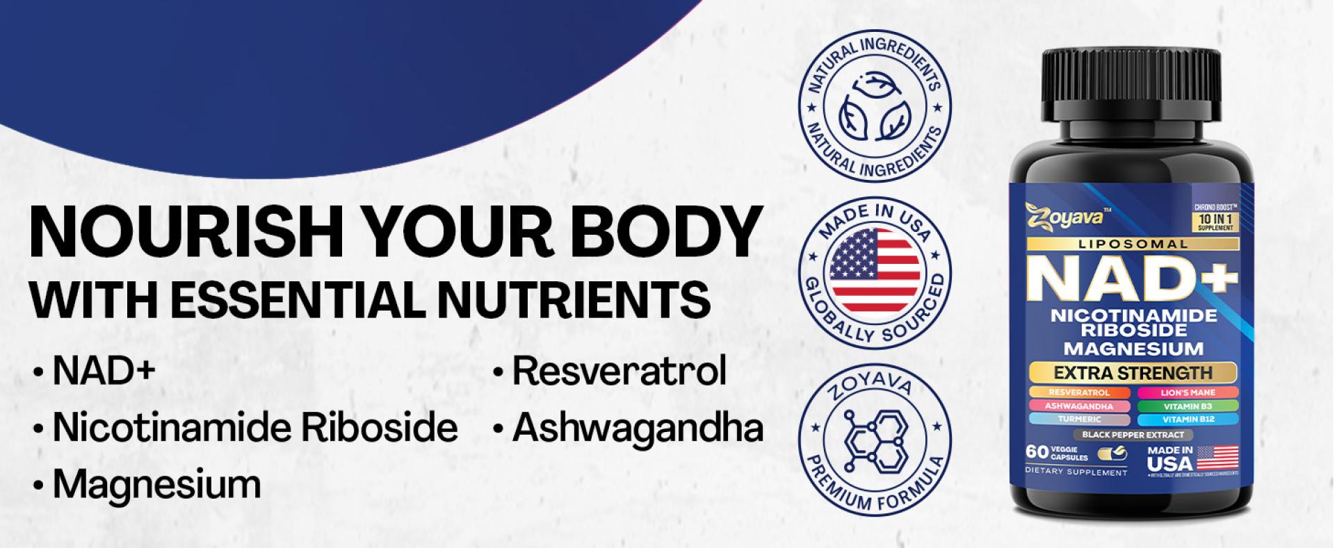 Eternal Vitality Bundle - Zoyava NAD+ & Sea Moss All-in-One Supplement Combo for Extra Skin Aging Support, Multivitamin, & Overall Wellness - Made in USA