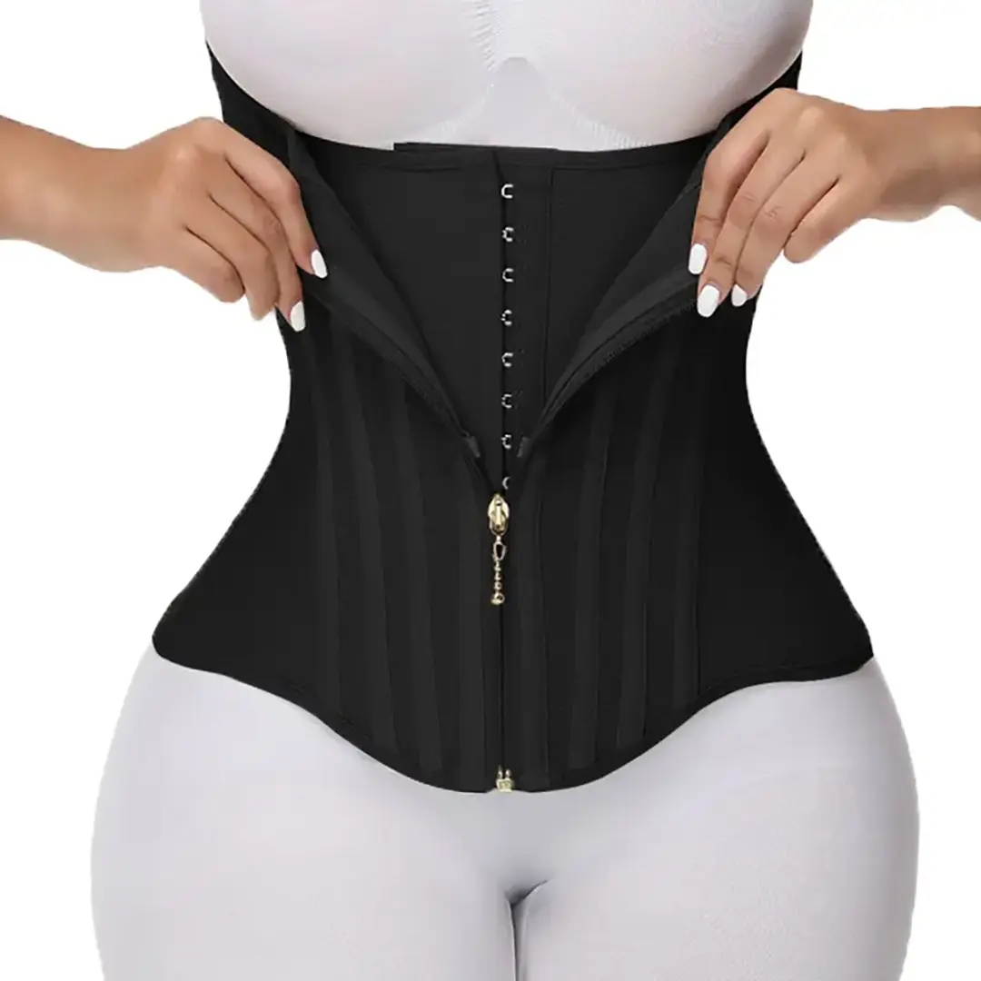 Women's Basic Mid Waist Compression Waist Trainer Shapewear Corset Belly Belt - Athletic Sports Clothes with Expandable Fold for Body Contouring, Gym Support