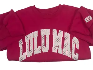 Lulu Mac Hot Pink Embroidered Sweatshirt with Polka Dots, Hoodie, Graphic