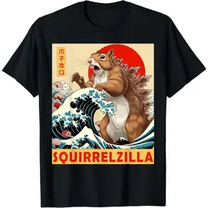 100% cotton Squirrel Japanese Art Funny Squirrel Gifts For Men Women Kid T-Shirt