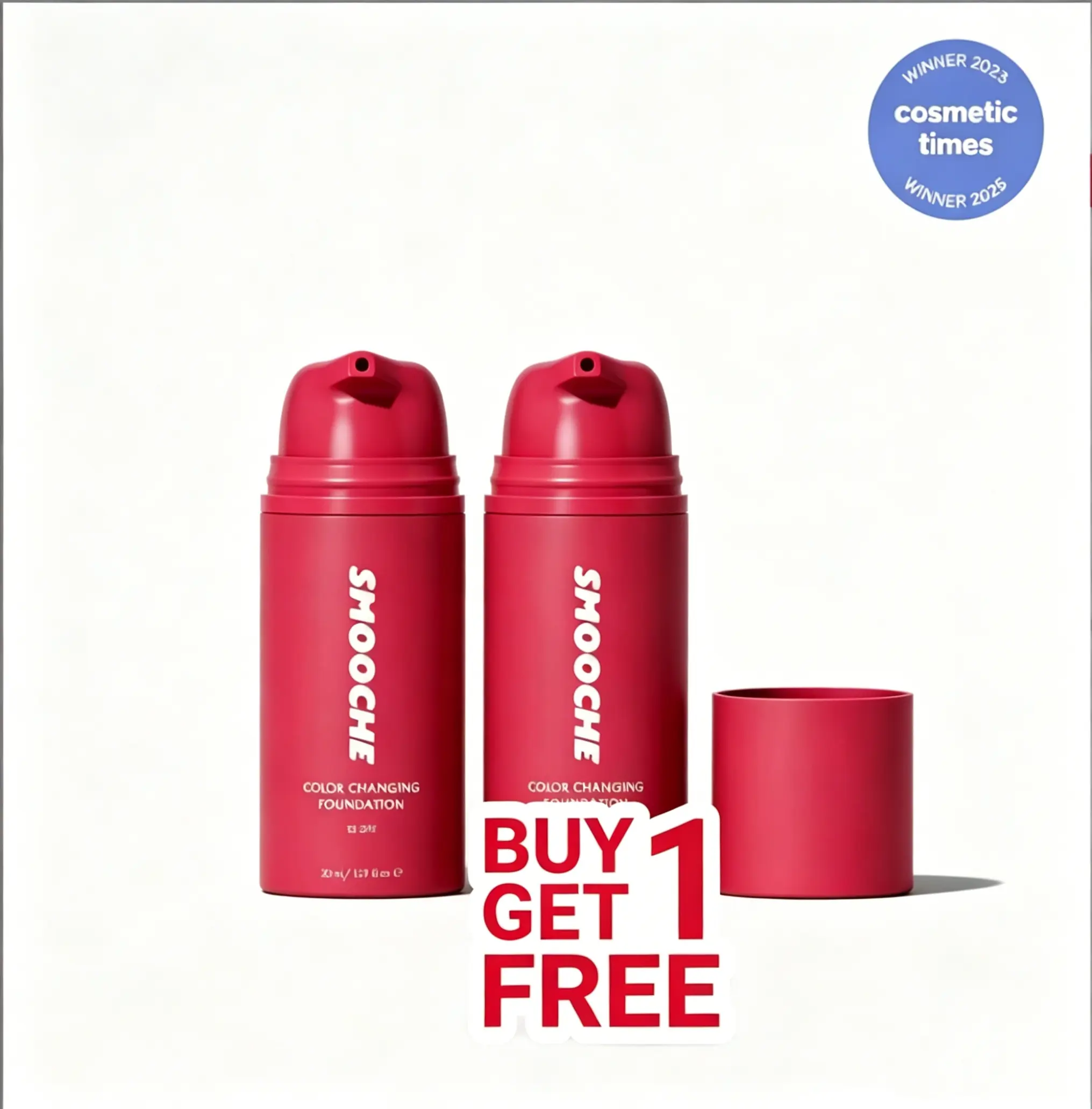 [Buy 1 Get 1 Free Product] SMOOCHE Color Changing Liquid Foundation Cosmetic - SPF15 UV-Protective, Hyaluronic Acid Moisture, Pigment-Rich, Lightweight, Vegan, Blendable, Buildable Coverage, Flawless Daily Makeup, Clean Girl Makeup, Dewy Makeup