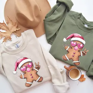Pink Gingerbread Gum Sweater, Christmas Bakery Crewneck, Xmas Cookie Hoodie, Christmas Baking Crew Sweat, Gingerbread Christmas Sweatshirt A5