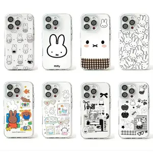 Kawaii Miffy Cute Bunny Minimalist Clear Phone Case For iPhone 17 16 15 14 13 12 11 Pro Max Plus Air  Transparent Protective Cover