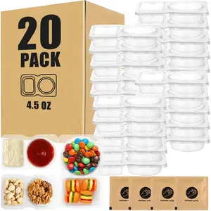20 Sets Reusable Snack Containers with Lids, BPA-Free Double Compartment Condiment Storage, Leakproof Dipping Cups for Meal Prep, Portion Control, Travel & Outdoor Use
