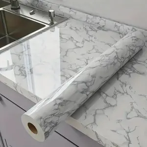 Marble Pattern Self-adhesive Wallpaper, Waterproof & Oil-proof Wall Sticker, Decorative Wall Paper for Home Kitchen Counter Living Room Bedroom, Marble Backsplash Wallpaper, Peel And Stick Wallpaper Designs
