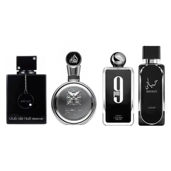Lattafa Men's 4-Piece EDP Fragrance Multi-Pack Bundle - HAYAATI, Fakhar, CLUB DE NUIT INTENSE, 9 PM by Afnan, 3.4oz(100ml) - Everyday Wear, Gifting Options for Dads, Boyfriends (Father's Day, Birthday), Father's Day Gifts, Mens Gifts
