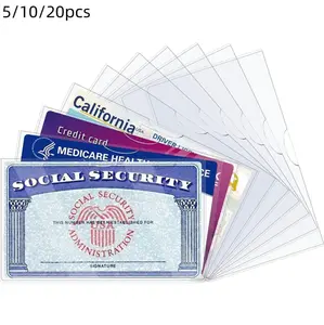 [SummerVibes]Transparent Card Holder, 5/10/20 PCS, Soft Clear ID Card Protector, Credit Card & Badge Sleeve, Stationery for Home and Office Use