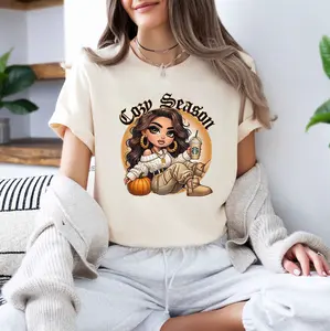 Cozy Season Chicana Fall Chibi Style Latina Shirt, Chicana Girl Tee, Latina Tshirt, Fall Chicana Vintage Shirts