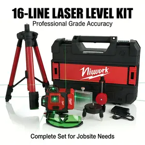 NiuWork Green Beam Laser Level, Self-Leveling Horizontal & Vertical Lines, Outdoor Precision Level Tool Kit for Construction & Home Use