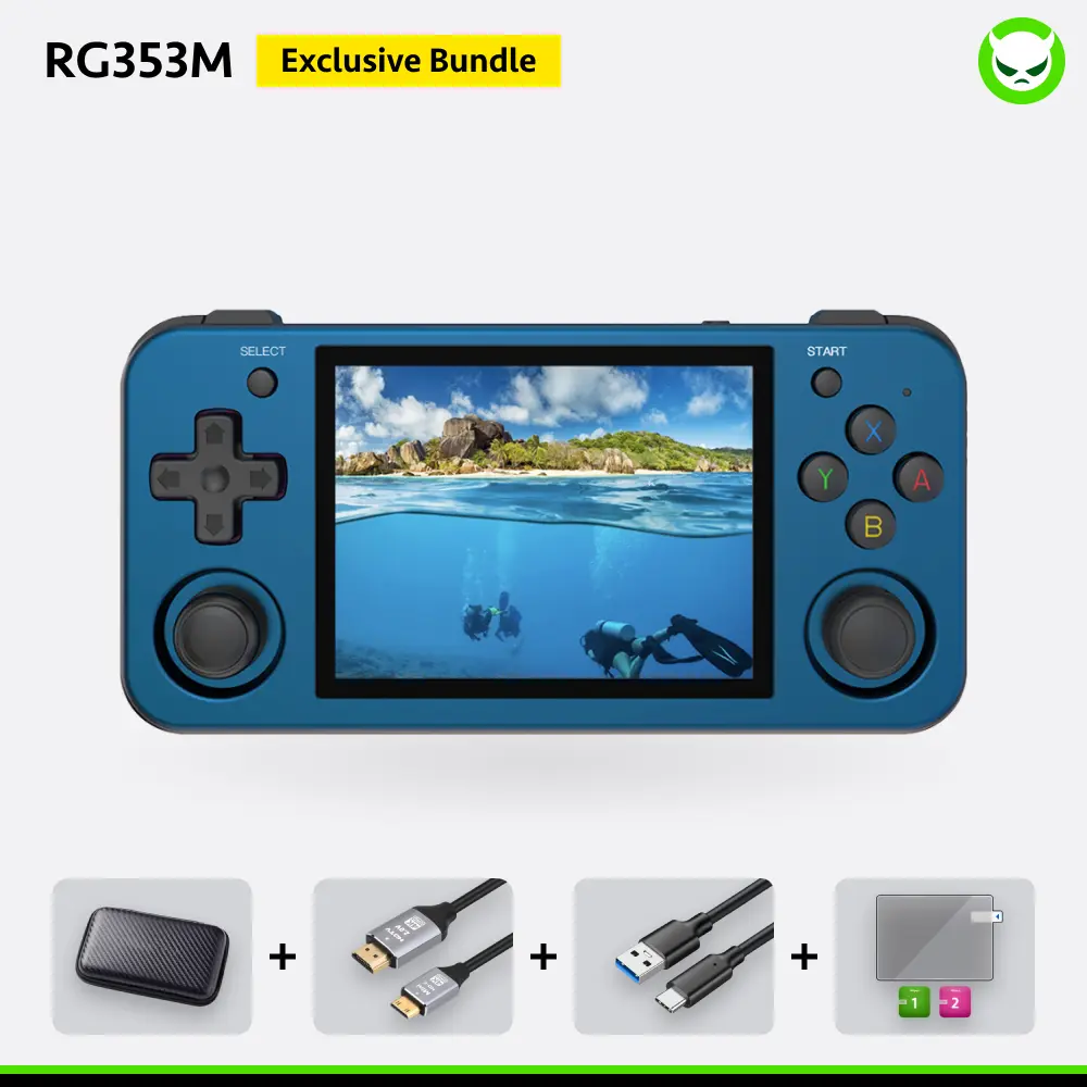 Anbernic RG353M Handheld Console【Buy 1 Get 1 HDMI 4K Cable+1 Fancy Case+1 Screen Protector+1 Type-C Cable 】Aluminum Alloy Metal Dual OS Android 11 Linux System 5G WiFi 4.2 Bluetooth HDMI 3.5 Inches Touch Screen Ready to Use