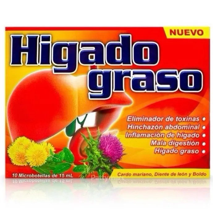 Higado graso Antioxidant Dietary Supplement for Healthcare & Edible Fitness with 10 Microbacterias of 15 mL