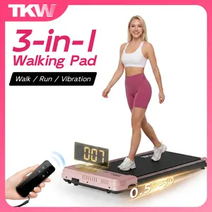 TKW 3-in-1 Walking Vibration pad, Lightweight UnderDeskWalking pad Treadmill, 220-300lbs Weight Capacity,Low-Noise Motor Walking Pad,withHandle, Remote Control & Wheels for Easy mobility, LEDDisplay