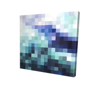 Begin Home Decor 2080-0808-MI103 8 x 8 in. Pixelized Landscape - Abstract Blue Modern Canvas Decor