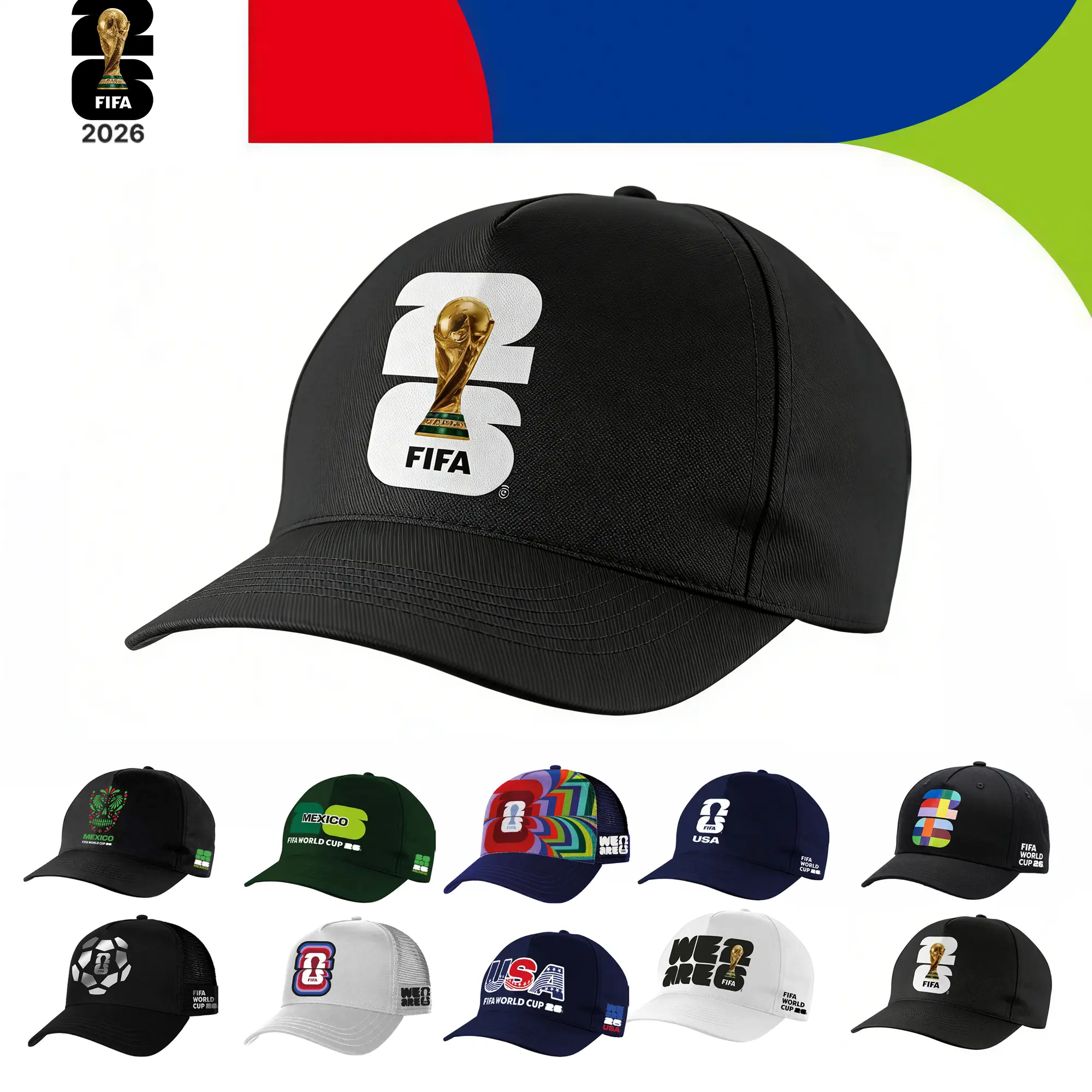 FIFA World Cup 2026 Official Cotton Baseball Cap - Adjustable Outdoor Cap, Golf Cap, Fade Resistant, UV Protection, 1 Size Fits Most, Multiple Logo Designs for Men, Street Sports & Outdoor Hats, One Size Fits Most