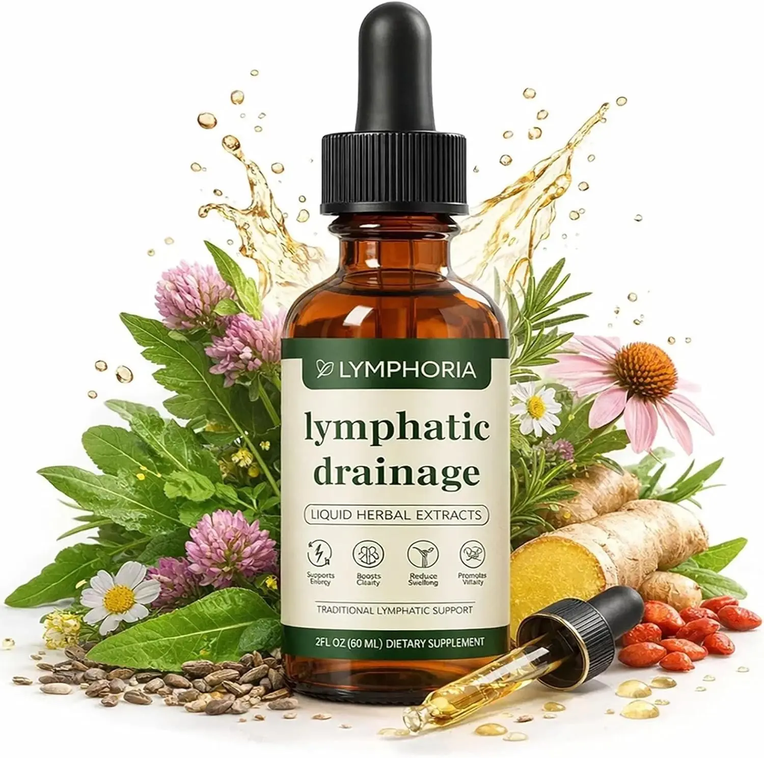 3X Lymphoria - Lymphatic Drainage 59ml - Detox, Bloat Relief & Immune Support..