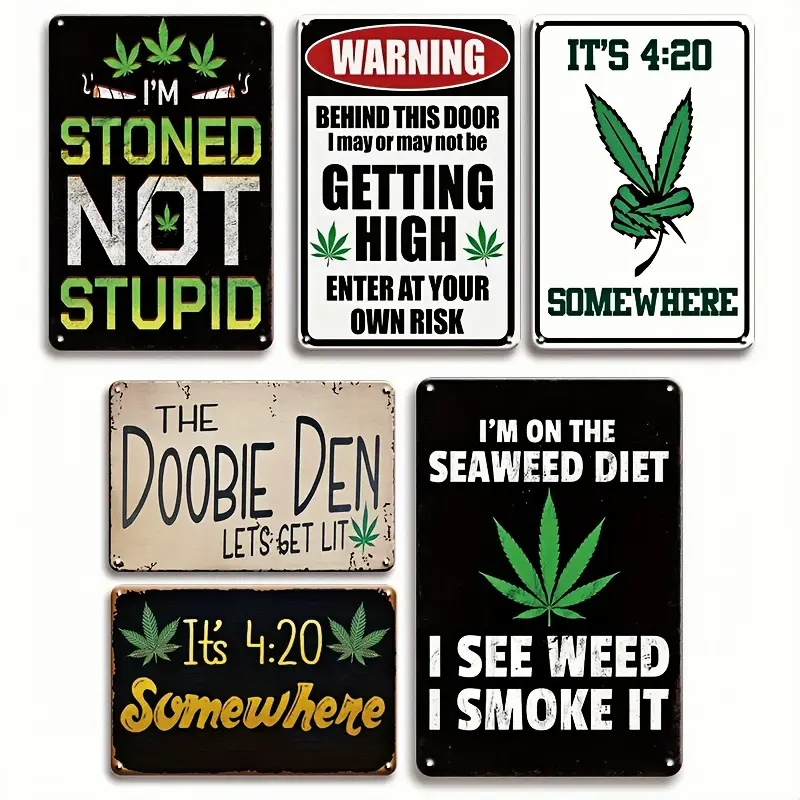 ManCave 6pcs Vintage Metal Tin Sign Set - 30x20cm Home Supplies Wall Plaques, Room Decor for Home Bar, Study, Wardrobe, Unique Gift for Husbands, Boyfriends