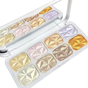8 Colors Face Highlighter Makeup Palette，Shimmer Glitter Multichrome Highlight Powder，All Sparkling Shades Can Be layered or Worn Individually to Enhance and Brighten Your Face Features