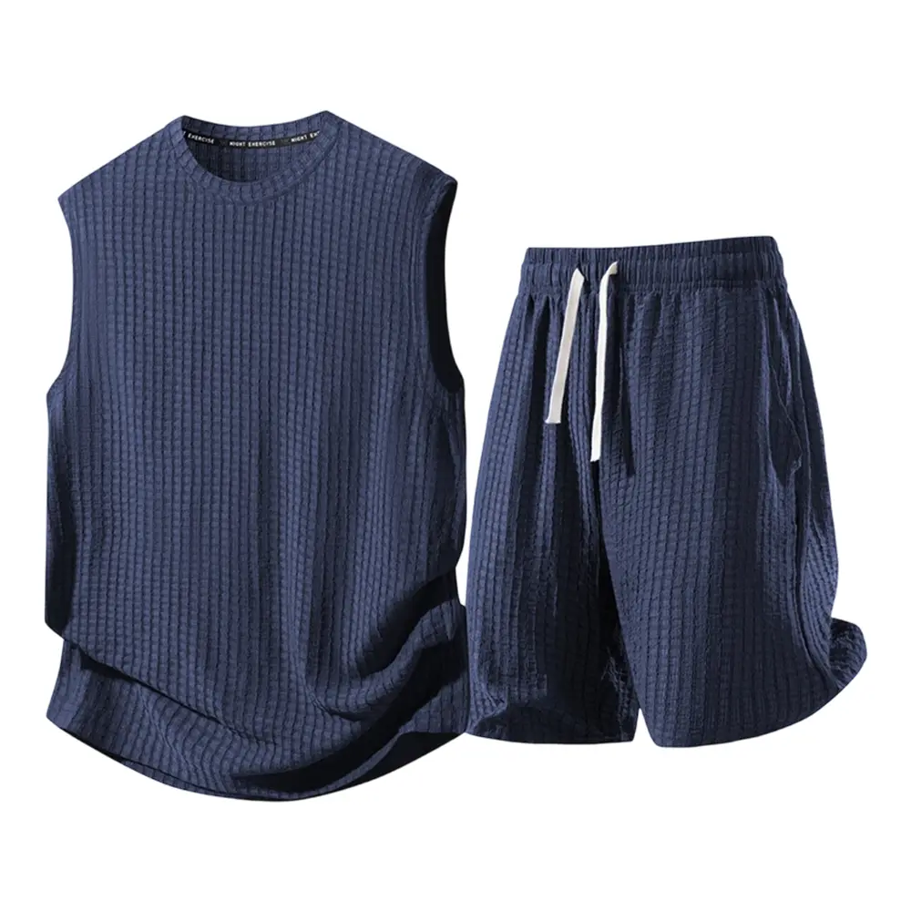 2-piece men's retro vest and shorts set, casual sleeveless shirts suitable for summer, outdoor activities, workouts, dates, and more — modern, stylish, comfortable essentials for men