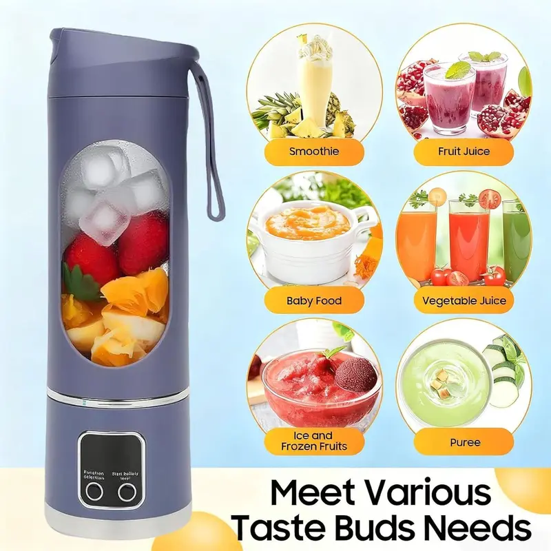 Portable Electric Blender Cup 23.67 oz USB Rechargeable 12 Blades LCD Display One-Button Control for Smoothies Juices Leak Proof Kitchen Tool Christmas Gift