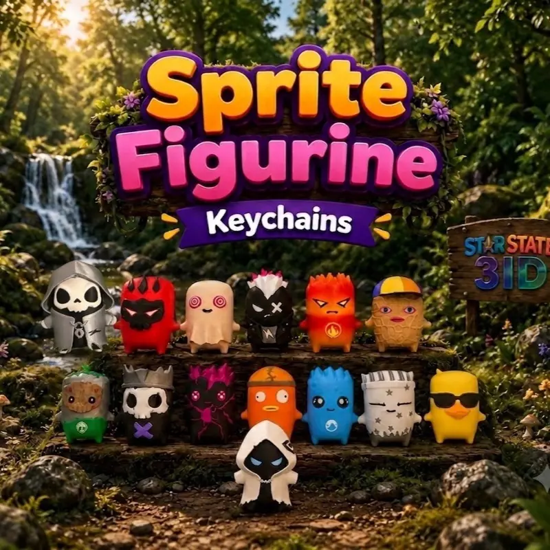 Sprite Keychain 3D Printed