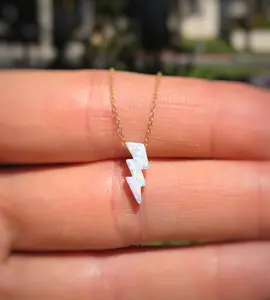 Opal lightning bolt necklace - lightning bolt necklace - opal necklace - thunder necklace - celebrity necklace