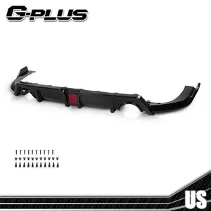 Black Plastic Rear Lip Diffuser Body Kit LED Light Fit For Honda Civic 16-21, Car Accessories