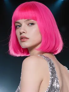 Women's Colorful Straight Bob Wig, Straight Synthetic Wigs, Synthetic Material Wigs, Synthetic Fiber Hairpiece for Daily & Party Use, Multiple Colors Available, Perfect Halloween Costume Accessory