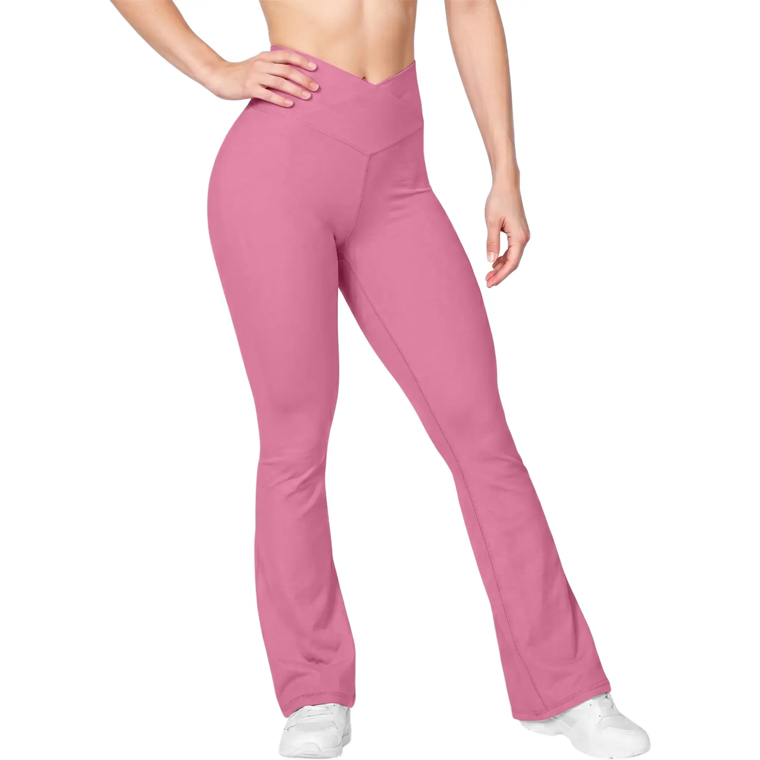 Treswear Women's Criss Cross Flared Leggings - Buttery Soft High Waisted Yoga Pants with Tummy Control, Booty Lifting, Quick Dry for Workout, Sporty Chic Everyday Active Workwear