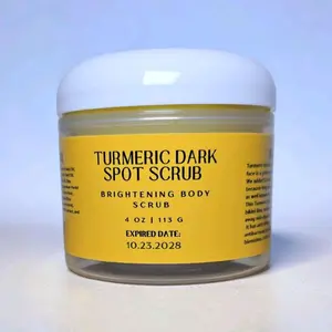 Turmeric Dark Spot Cosmetic Scrub - Natural Handmade Gentle Herbal Sugar Cleansing Exfoliator, Smoother Brightening Cleanser - Bath & Body Care Single Item