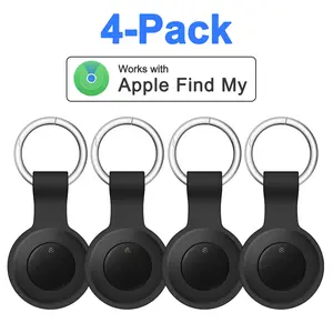 Air-Tags 4 Pack Item Finders Smart Tracking Tag with Apple Find My APP, 4 Silicone Holders, Track Keys, Wallet, Luggage, Backpack, Super Lightweight, Wireless Tag