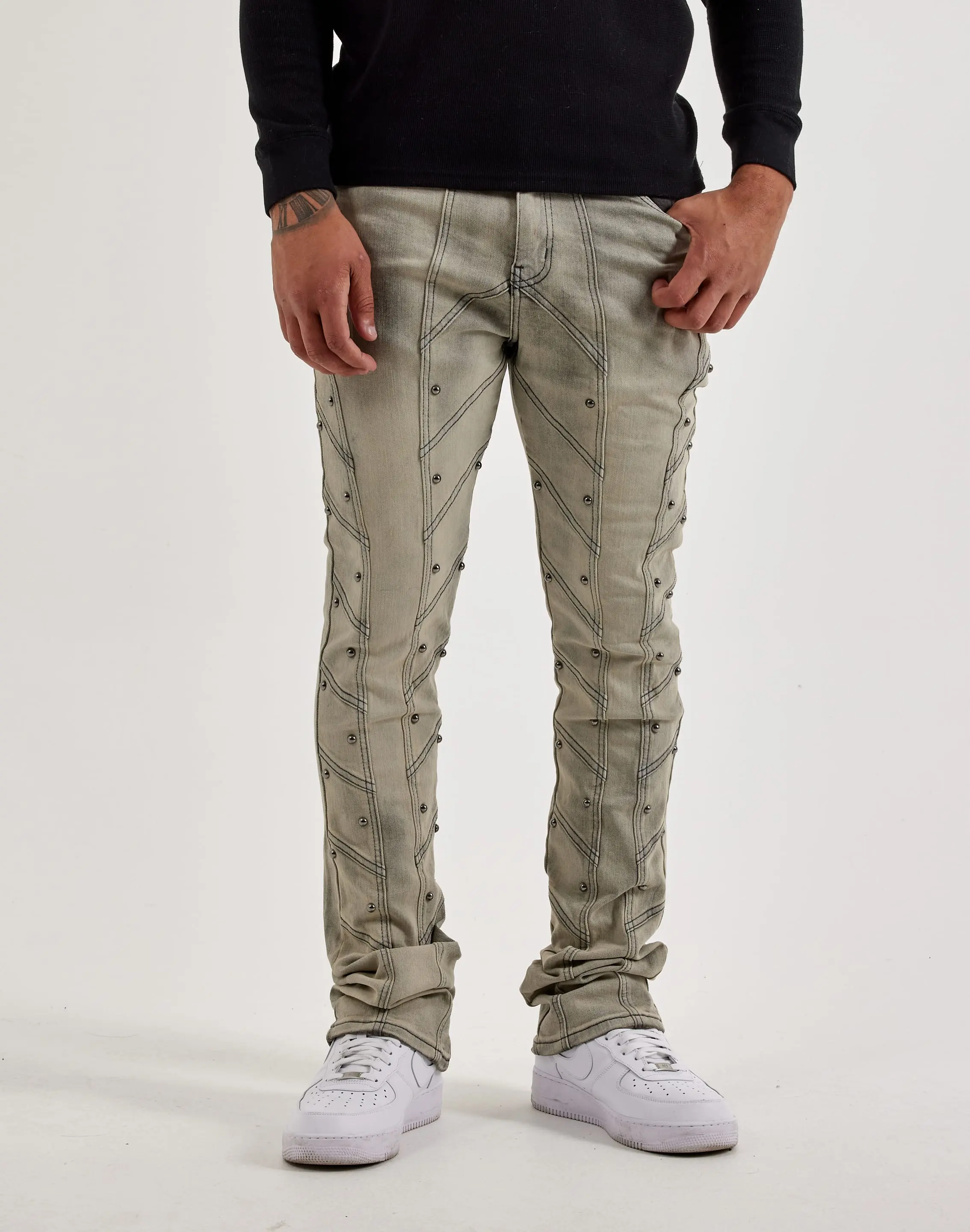 Mens WAIMEA Stacked Sideline Stud Denim Jeans