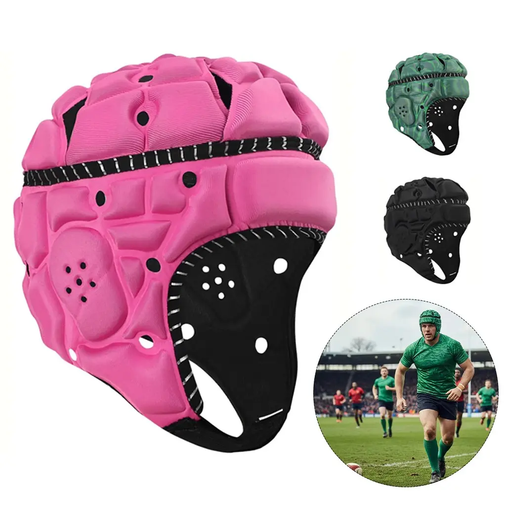 Soft Shell Protective Headgear Reflective Rugby Helmet, Casual Style for All Seasons, Universal Sports Type, Adult Training Gear