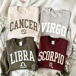 All 12 Zodiac Sign Sweatshirt, Pisces Virgo Libra Scorpio Graphic Crewneck, Minimalist Astrology Sweatshirt, Horoscope Gift for Women