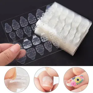 240pcs Strong Adhesive Glue Tape for Press-on Nail Tips - Nail Art Tool - Nail Tech Supplies - Double Side Adhesive Film for False Nails, Stick on Nails - Pink, Yellow, and Transparent - Easy to Apply and Remove