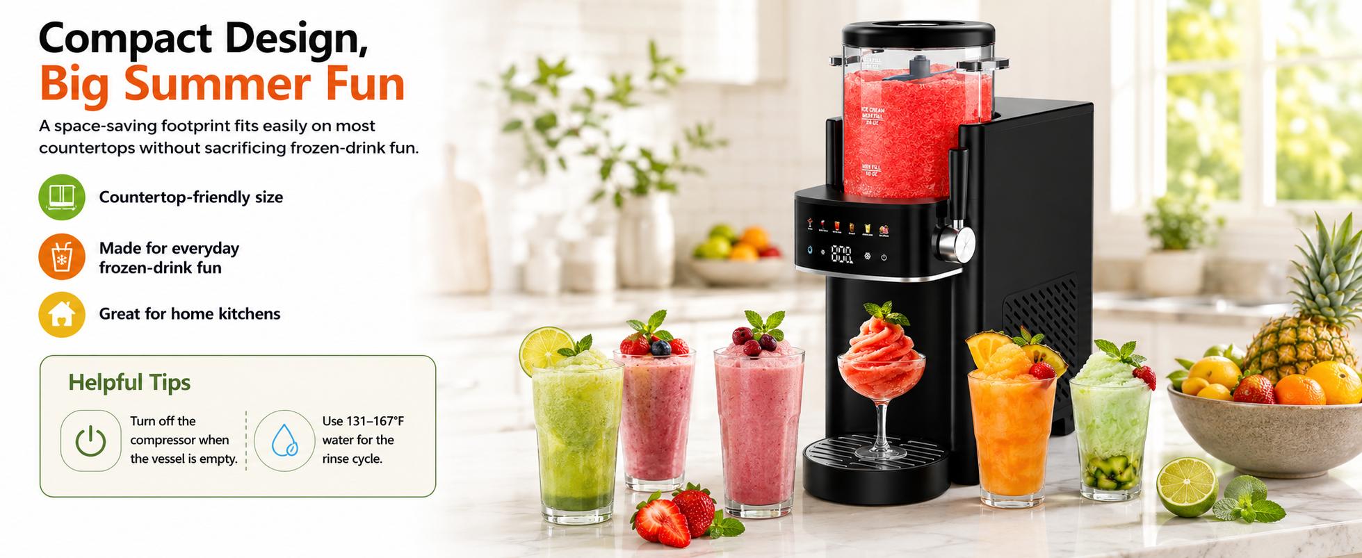 Slushie Machine Ice Cream Maker with 6 Smart Presets for Margarita Frappé No Ice Needed Rapid Chill Temperature Control 40oz Capacity Easy to Clean outdoorfun